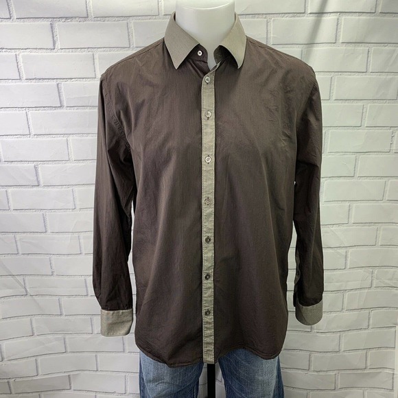 Hammer Made Men's XL 43 44 Brown Button Up Shirt - Picture 1 of 7